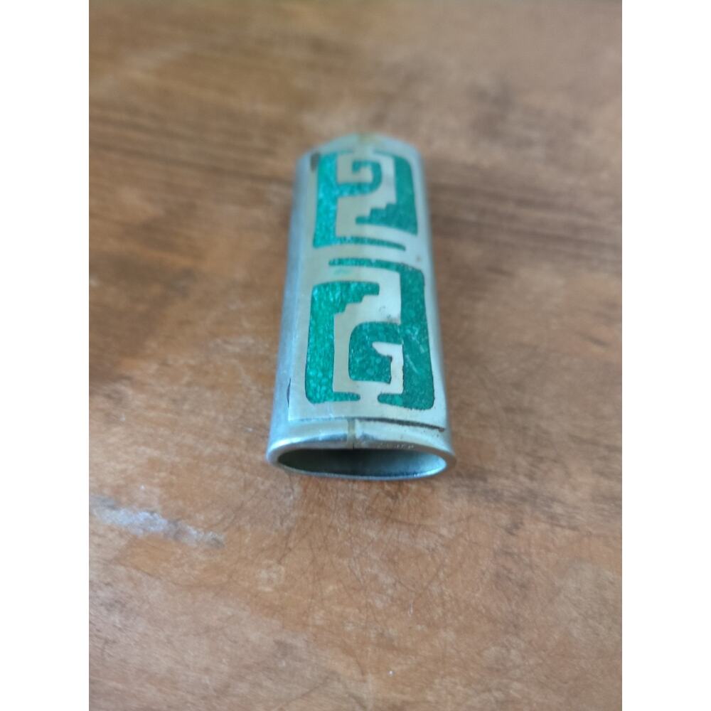 Vintage Taxco 925 Sterling Silver And Malachite Lighter Case Holder - Picture 5 of 5
